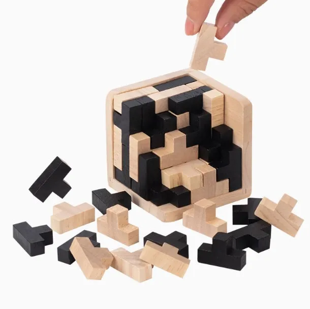 Tetris Wooden Puzzles IQ Toy 54T Cube Educational Toys For Adults Kids And Puzzle Enthusiasts