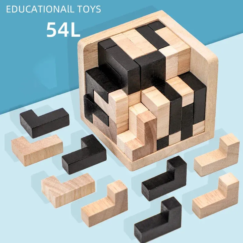 Tetris Wooden Puzzles IQ Toy 54T Cube Educational Toys For Adults Kids And Puzzle Enthusiasts
