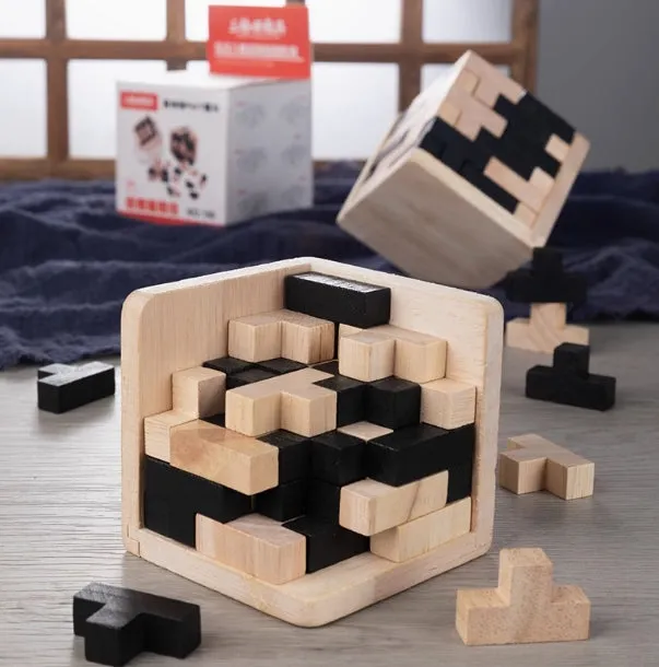 Tetris Wooden Puzzles IQ Toy 54T Cube Educational Toys For Adults Kids And Puzzle Enthusiasts