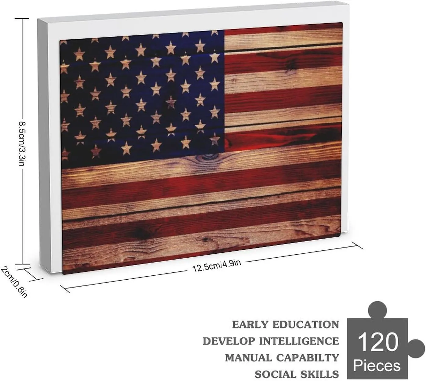 Texture speculate prohibitive accuracy potentiality Flag USA Wooden Puzzle Colorful DIY Picture Puzzles Home Decoration Creative Gifts 120 PCS Wood 
