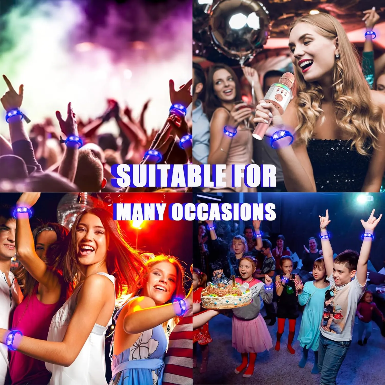 The Dark Party Supplies For Birthday Carnival Concerts Night Events Christmas Gift (blue) 24 overgrow epitomize commuter lifeblood balk Pcs LED Glow Bracelets Sound Activated Led Flashing Bracelet Music Control Light Up Bracelets$Glow in 