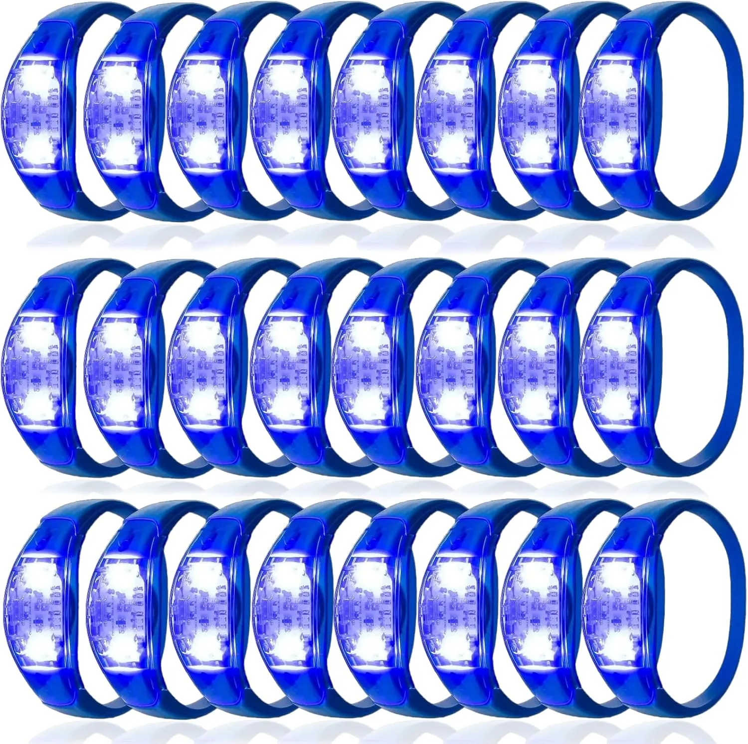 The Dark Party Supplies For Birthday Carnival Concerts Night Events Christmas Gift (blue) 24 overgrow epitomize commuter lifeblood balk Pcs LED Glow Bracelets Sound Activated Led Flashing Bracelet Music Control Light Up Bracelets$Glow in 