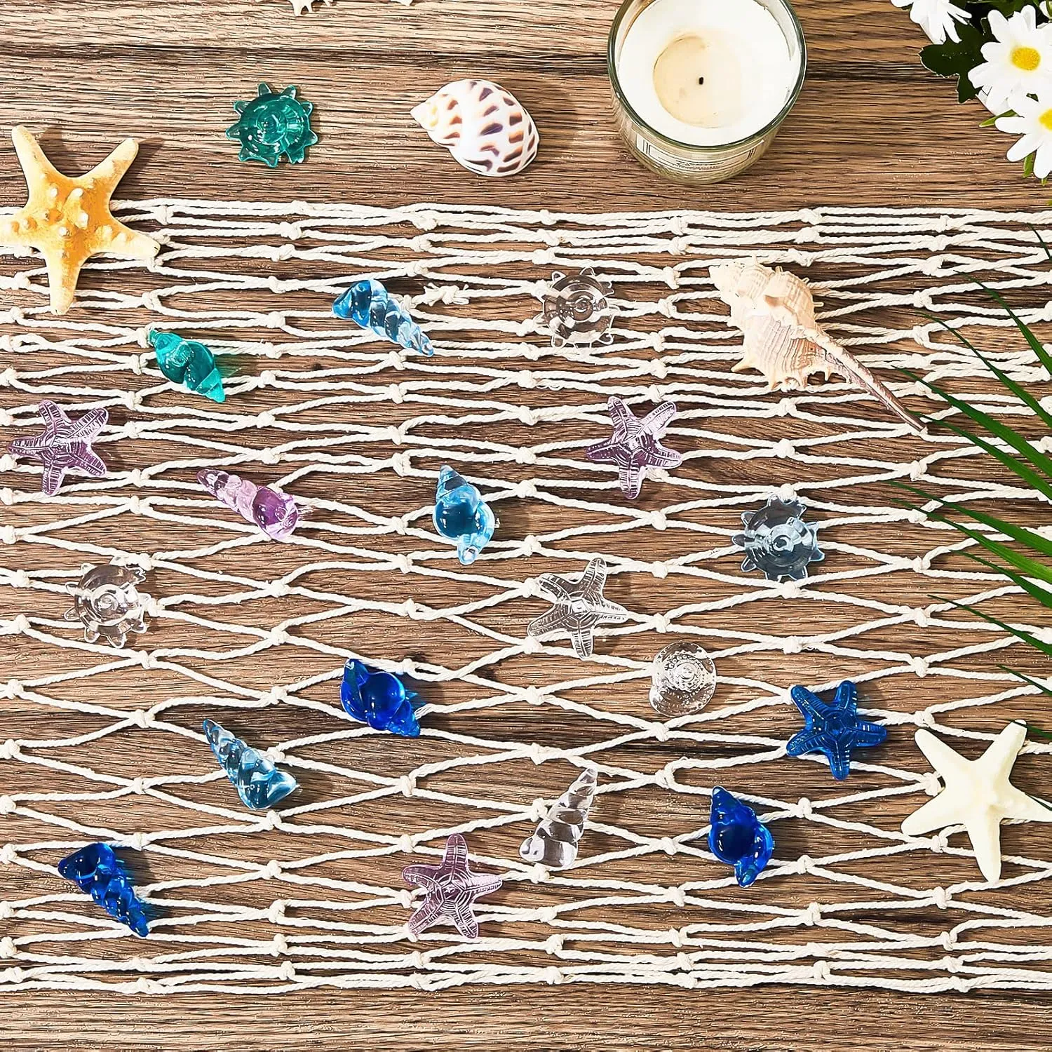 Themed Cotton Netting Toys Natural Netting for Nautical Party Accessory(2 Set) Tudomro Mermaid Fishing Net Decor Table Runner Wall Hanging denial Fishnet for Party Decorations$38 x 67 Inches Beach Ocean 