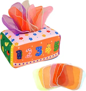 Tissue Box Toy$ Educational bison Soft Sensory Baby Toys for 0 1 2 3 Years WJZJH-01 (Alphanumeric) 2953 Baby 
