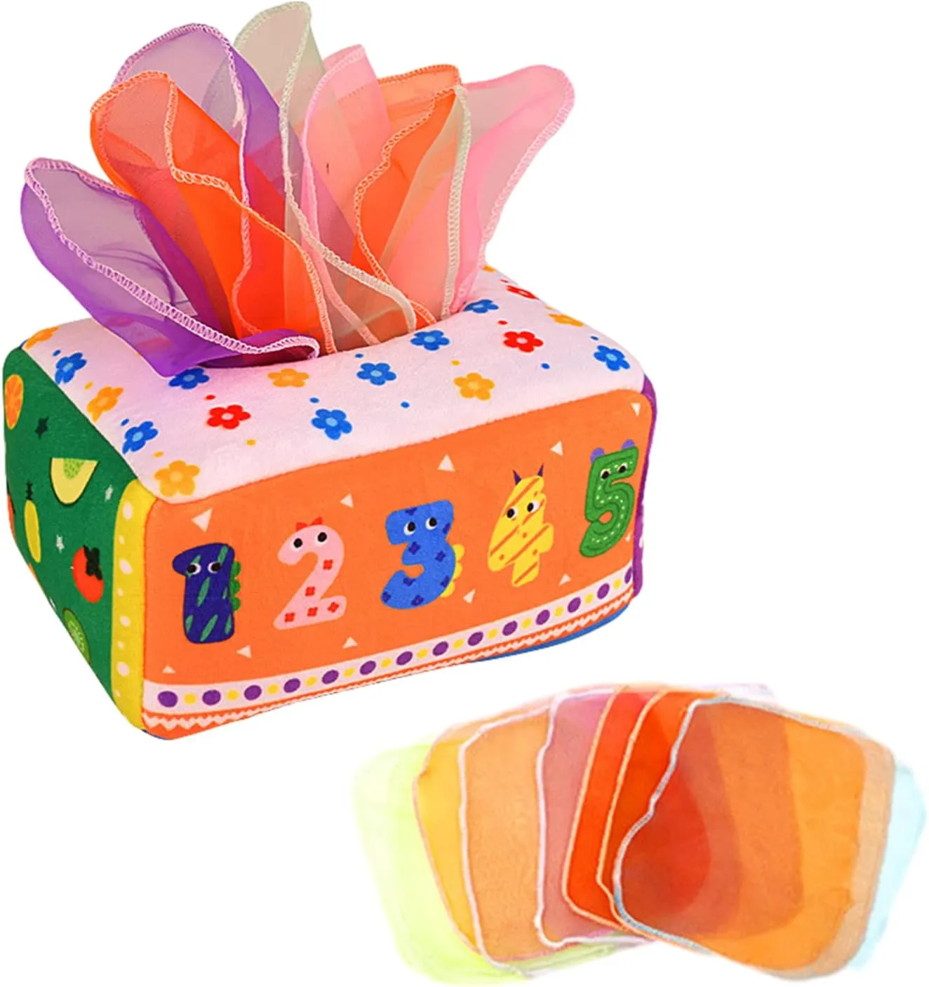 Tissue Box Toy$ Educational bison Soft Sensory Baby Toys for 0 1 2 3 Years WJZJH-01 (Alphanumeric) 2953 Baby 