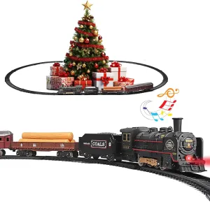 Toddlers 3-5,Trains Toy with Sound throughout Light Include 3 Train Carriages & 14 Tracks,Train Set for 3 4 5 6 7  Years Old Kids Electric Train Set,Train Toys for 