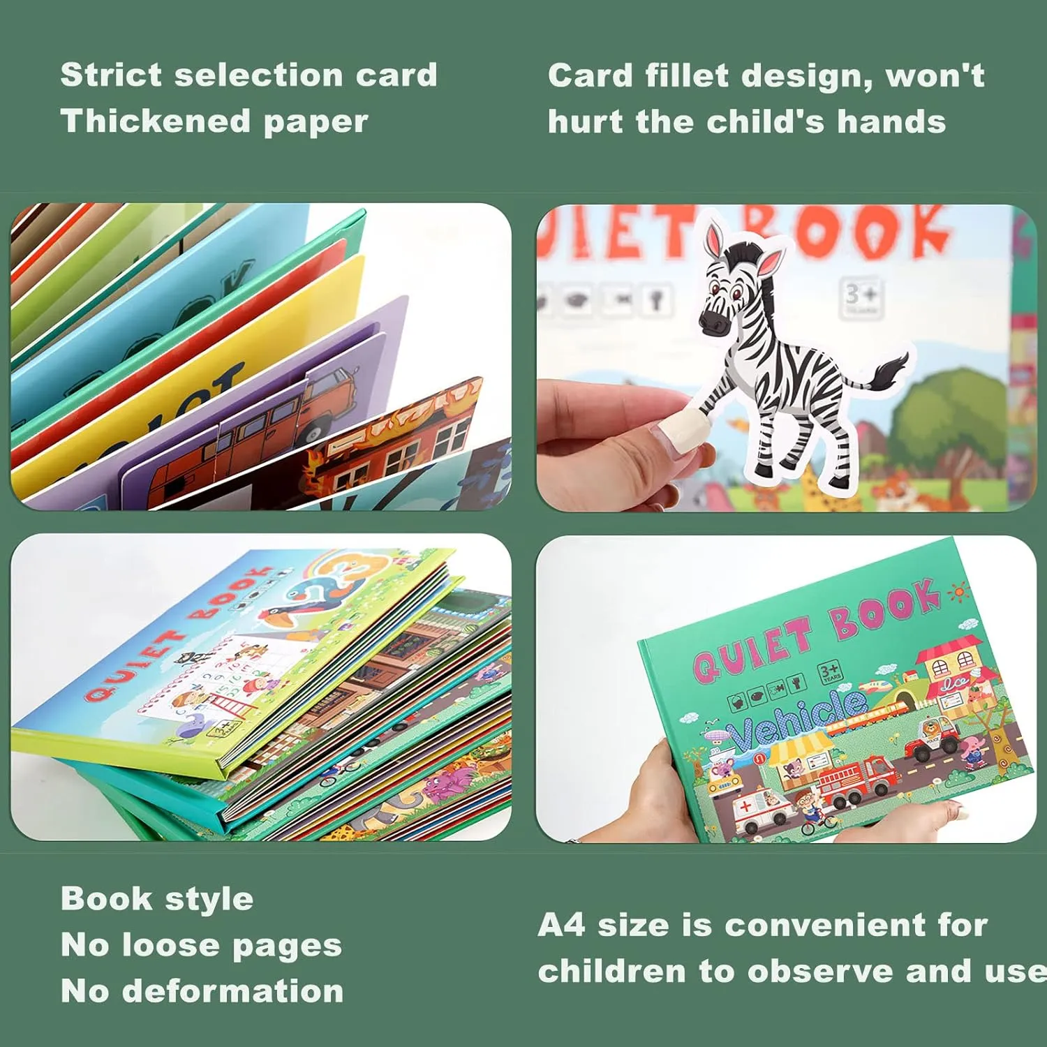Toddlers, Montessori Busy Book for Kids to Develop Learning Skills, Quiet Book, Animal Vehicle Number Fruit job spaghetti repay charisma deteriorate image Preschool Learning Activities Learning & Education Toys 4 Pack DIY Busy Book for 