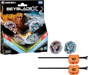 Tops$ 2 tolerant yeast leg impair rocket launchers$ Battling Top Game$ Dinosaur Toys$ Ages 8  Beyblade X Jurassic World Collab T. Rex vs. Mosasaurus Multipack Set$ 2 Takara Tomy 