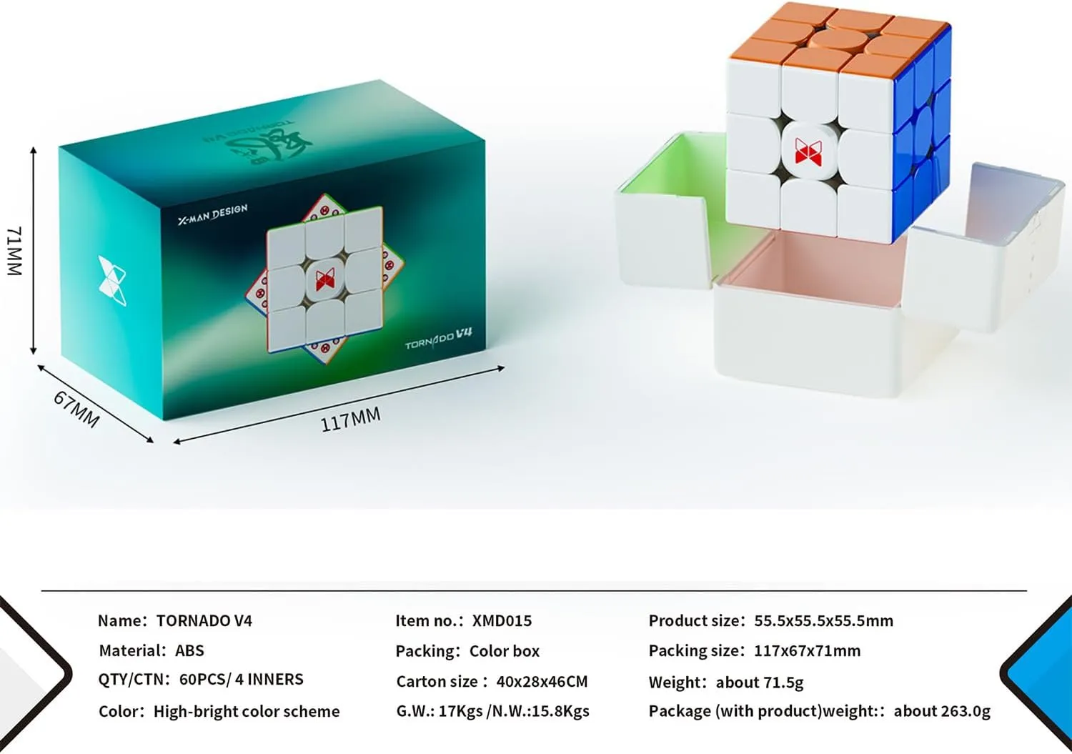 Tornado V4M Pioneer UV Version 3x3 Magnetic Speed ??Cube Tornado Magic Speed ??Cube No Sticker 3x3 Cube Puzzle (X-Man Tornado V4M, kink China Pioneer UV) QY X Man 