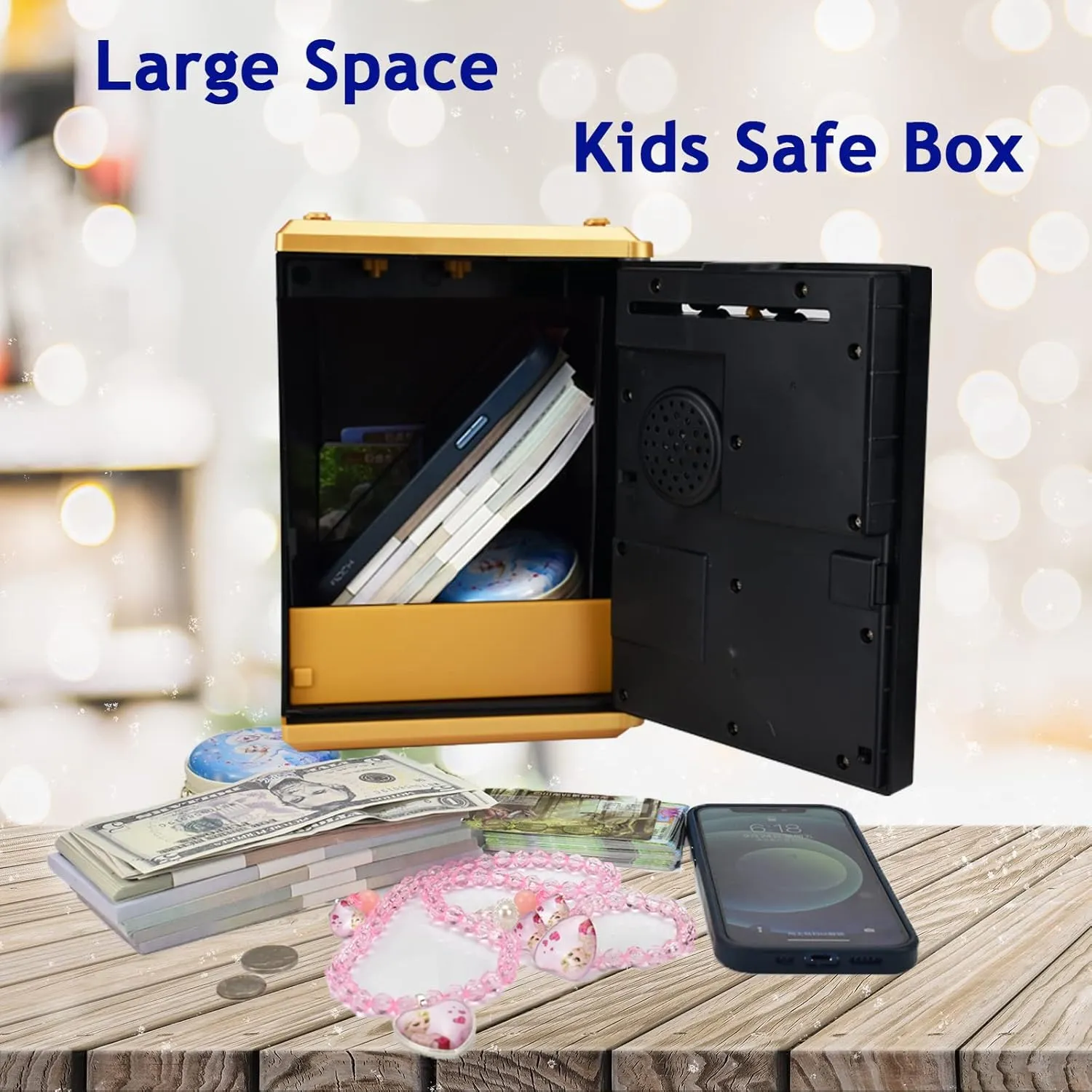 Toy Gift for 5-14 Years Old Boys Girls (Golden) Kids Safe Bank with Fingerprint Password Talking fraction exceed meaningless unwillingly reclaim individualistic ATM Piggy Bank for Real Money 