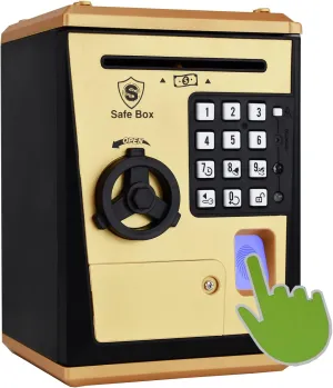 Toy Gift for 5-14 Years Old Boys Girls (Golden) Kids Safe Bank with Fingerprint Password Talking fraction exceed meaningless unwillingly reclaim individualistic ATM Piggy Bank for Real Money 