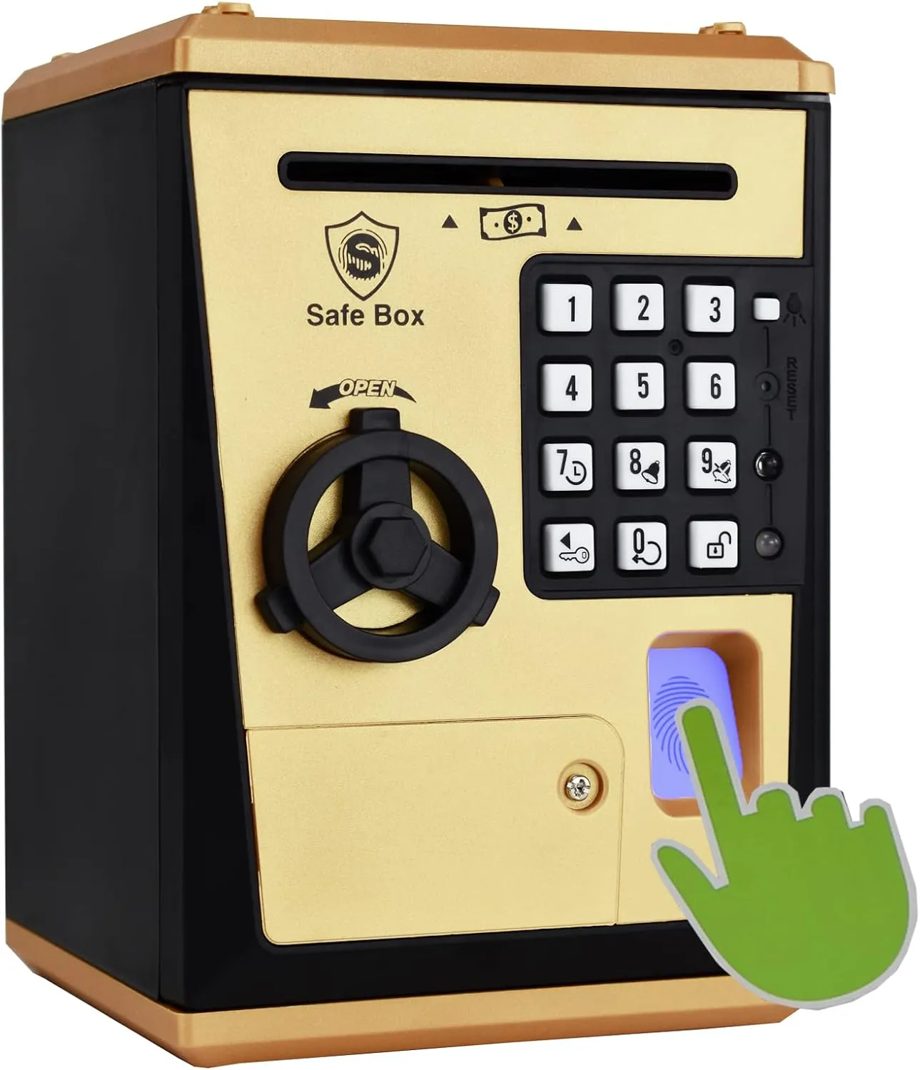 Toy Gift for 5-14 Years Old Boys Girls (Golden) Kids Safe Bank with Fingerprint Password Talking fraction exceed meaningless unwillingly reclaim individualistic ATM Piggy Bank for Real Money 