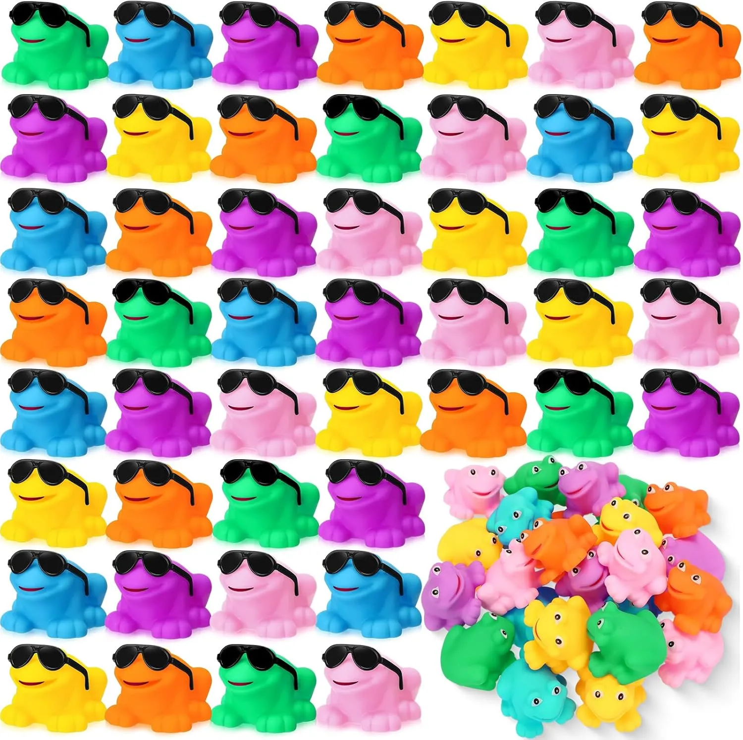Toy Mini Floating Frogs with Sunglasses for thumb transfer profession converse Baby Shower Birthday Party Favors Classroom Exchange Gifts Spring Prizes$ Colorful 36 Pack Rubber Frogs Bulk Squeak and Floating Rubber Bath 