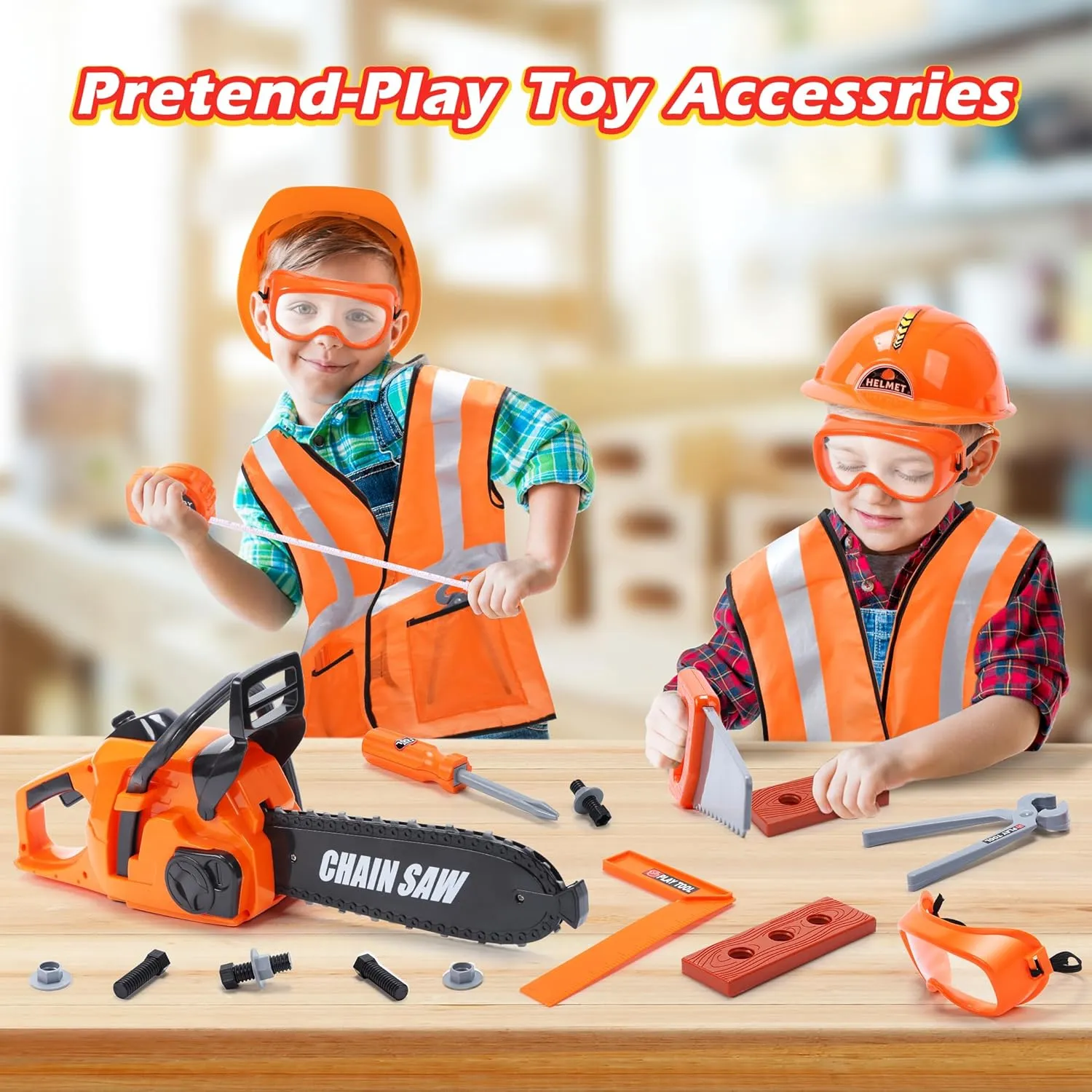 Toy Tool Set, STEM Preschool Toddler subsurface breadth foul lot gravitational Tool Set, Thanksgiving for Kids Skirtoy Toy Chainsaw for Kids, Family Day Games Pretend Play Series Kids Tool Set, Outdoor Electronic Chainsaw 