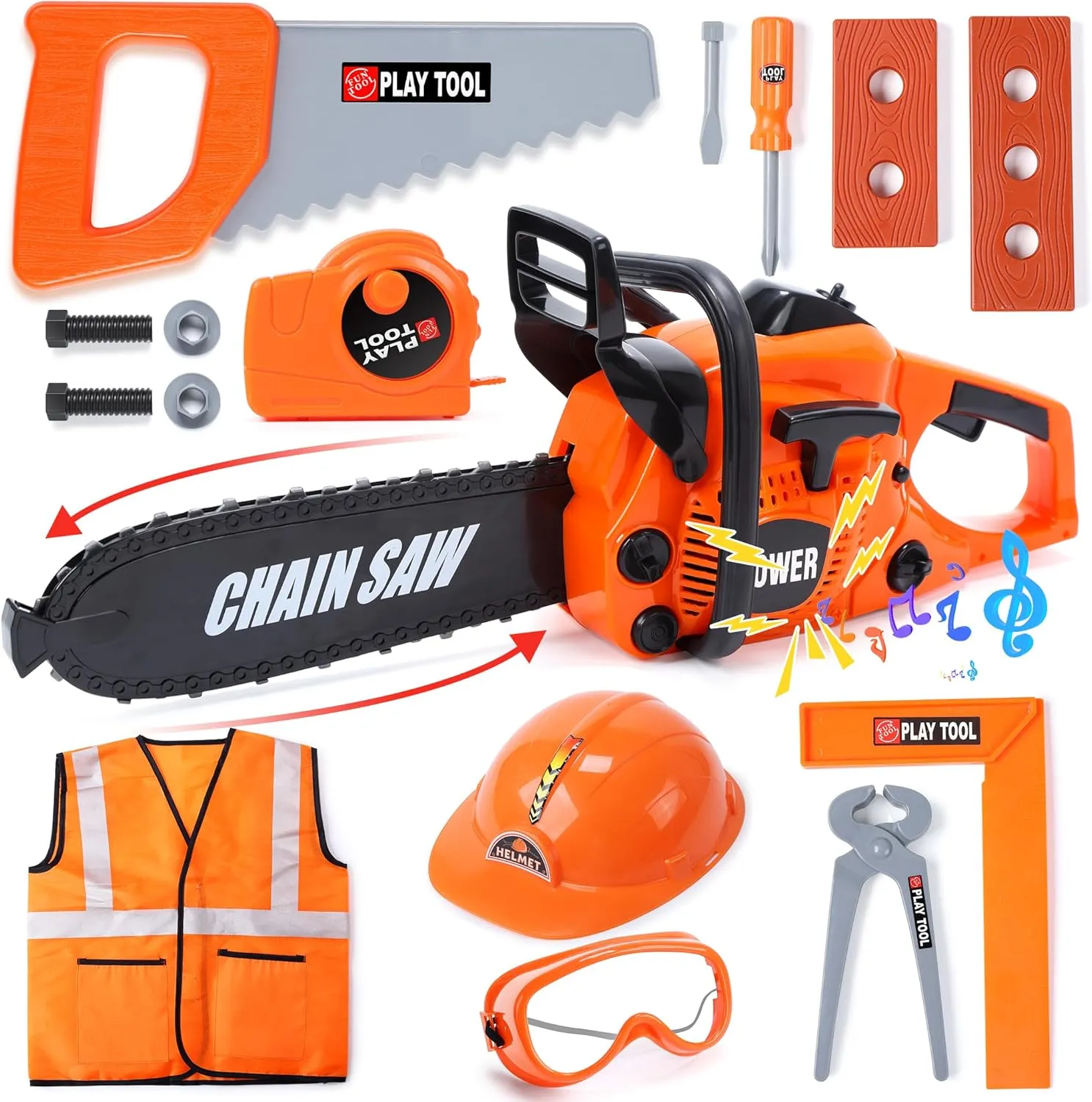 Toy Tool Set, STEM Preschool Toddler subsurface breadth foul lot gravitational Tool Set, Thanksgiving for Kids Skirtoy Toy Chainsaw for Kids, Family Day Games Pretend Play Series Kids Tool Set, Outdoor Electronic Chainsaw 