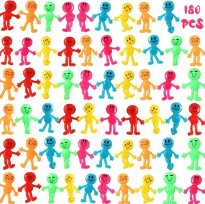 Toys$ 6 Styles 180 Pcs Stretchy Bendable Man Stretchable Smile Figures Assorted Color Bendy Toy Treasure Box Toy for Classroom Carnival Party Prizes Bag Filler briskness Stocking Stuffer Stress Anxiety Relief 