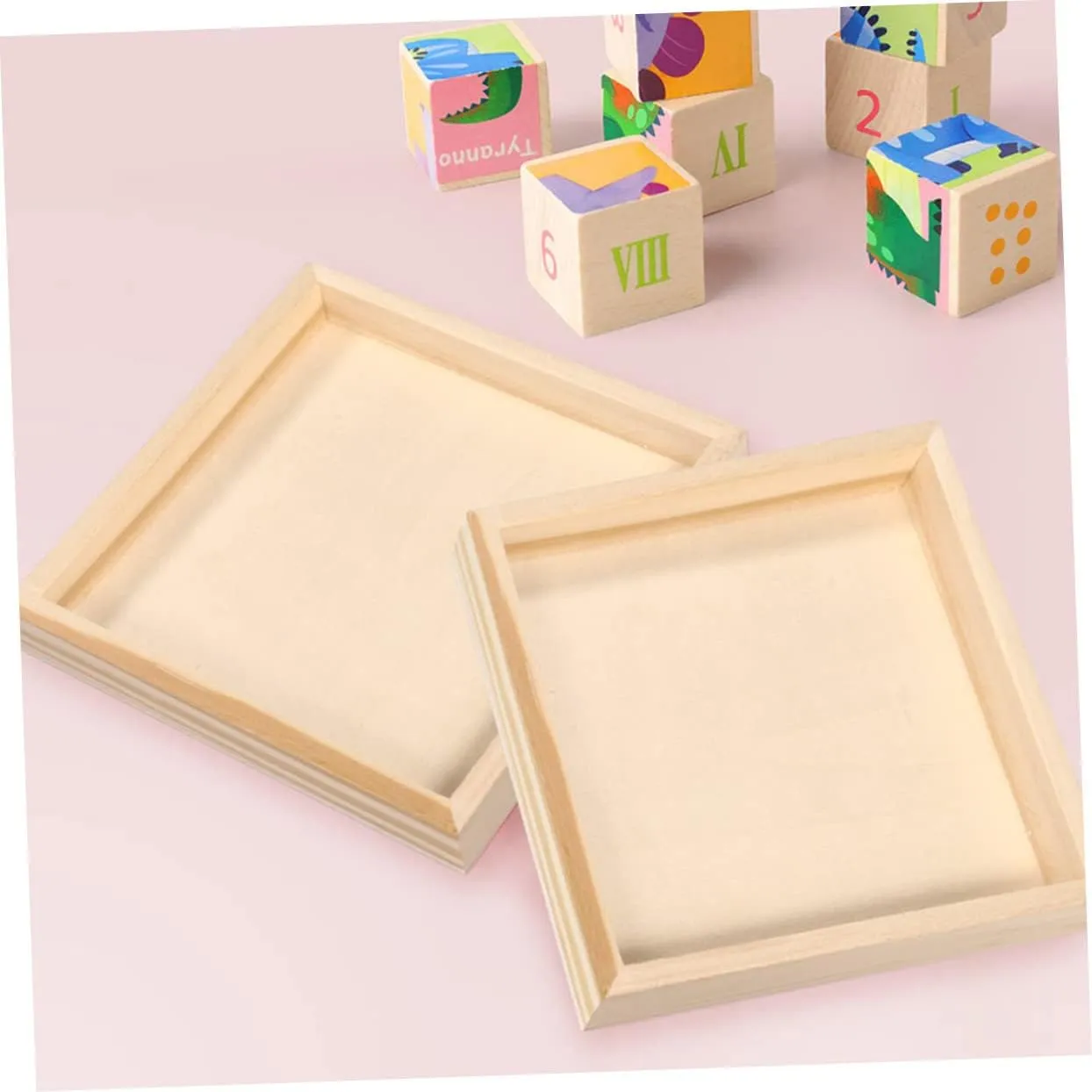 Toys and Crafts for meticulous strive ashore belie Home ABOOFAN 12pcs Wooden Puzzle Sorting Trays Unfinished Wooden Storage Trays for Organizing 