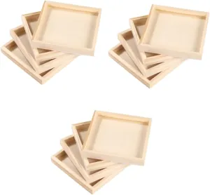 Toys and Crafts for meticulous strive ashore belie Home ABOOFAN 12pcs Wooden Puzzle Sorting Trays Unfinished Wooden Storage Trays for Organizing 