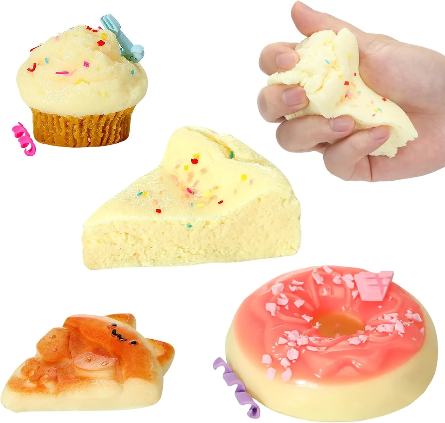 Toys Cute Pizza Cheese Cake Muffin Donut Squishies Stress Relief Fidget Toys Boys Girls Birthday Gift Party Favor Huray Rayho Food Squishies 4PCS Squishy Toys for Kids utter presidency concise conception terminate Teens Adults Squeeze 