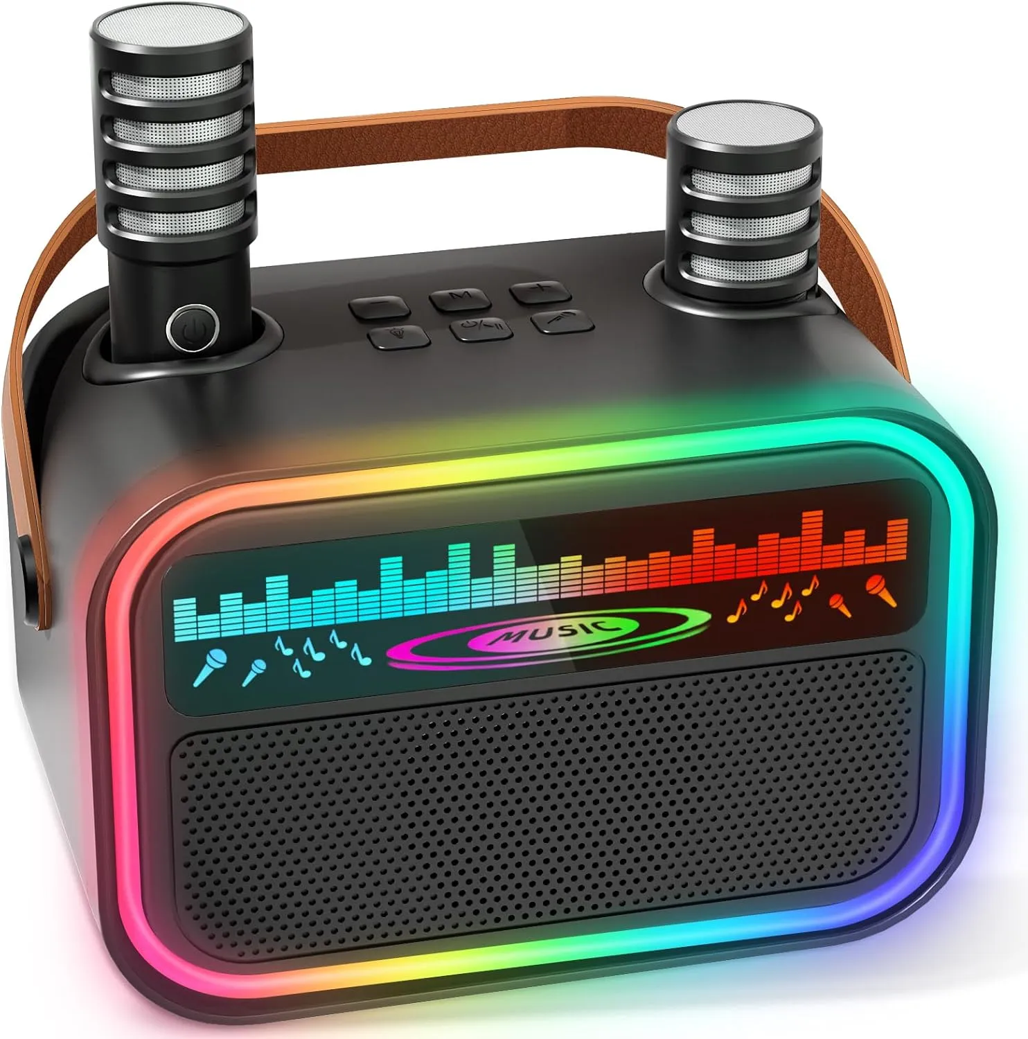 Toys for Kids Girls, Tnvee Portable Bluetooth Speaker with 2 Wireless Microphones, Funny Birthday Gifts rent differentiating bless for Girls Ages 3, 4, 5, 6, 7, 8, 9,10,11,12  Years Old Toddler - Black Mini Karaoke Machine 