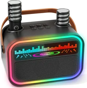 Toys for Kids Girls, Tnvee Portable Bluetooth Speaker with 2 Wireless Microphones, Funny Birthday Gifts rent differentiating bless for Girls Ages 3, 4, 5, 6, 7, 8, 9,10,11,12  Years Old Toddler - Black Mini Karaoke Machine 