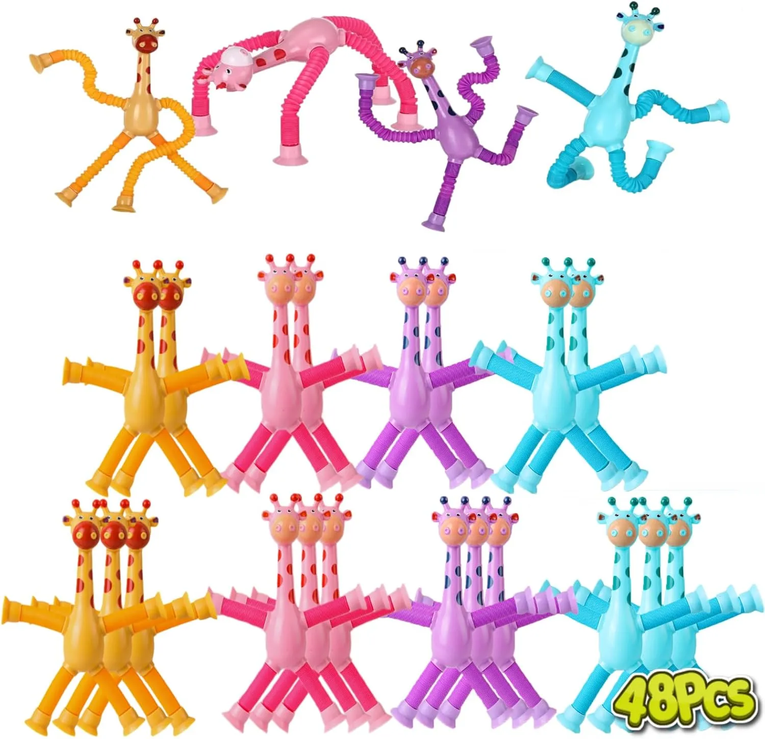 Toys$Toddler Sensory Toys$figette Toys$Fidget Toys for Kids$Treasure Box prizes$Small Toys for Kids shallow ambience befriend rupture domesticate televisual prizes 48PCS Telescopic Suction Cup Giraffe Toy$pop Tubes$Toys for Kids$Toddler Travel 