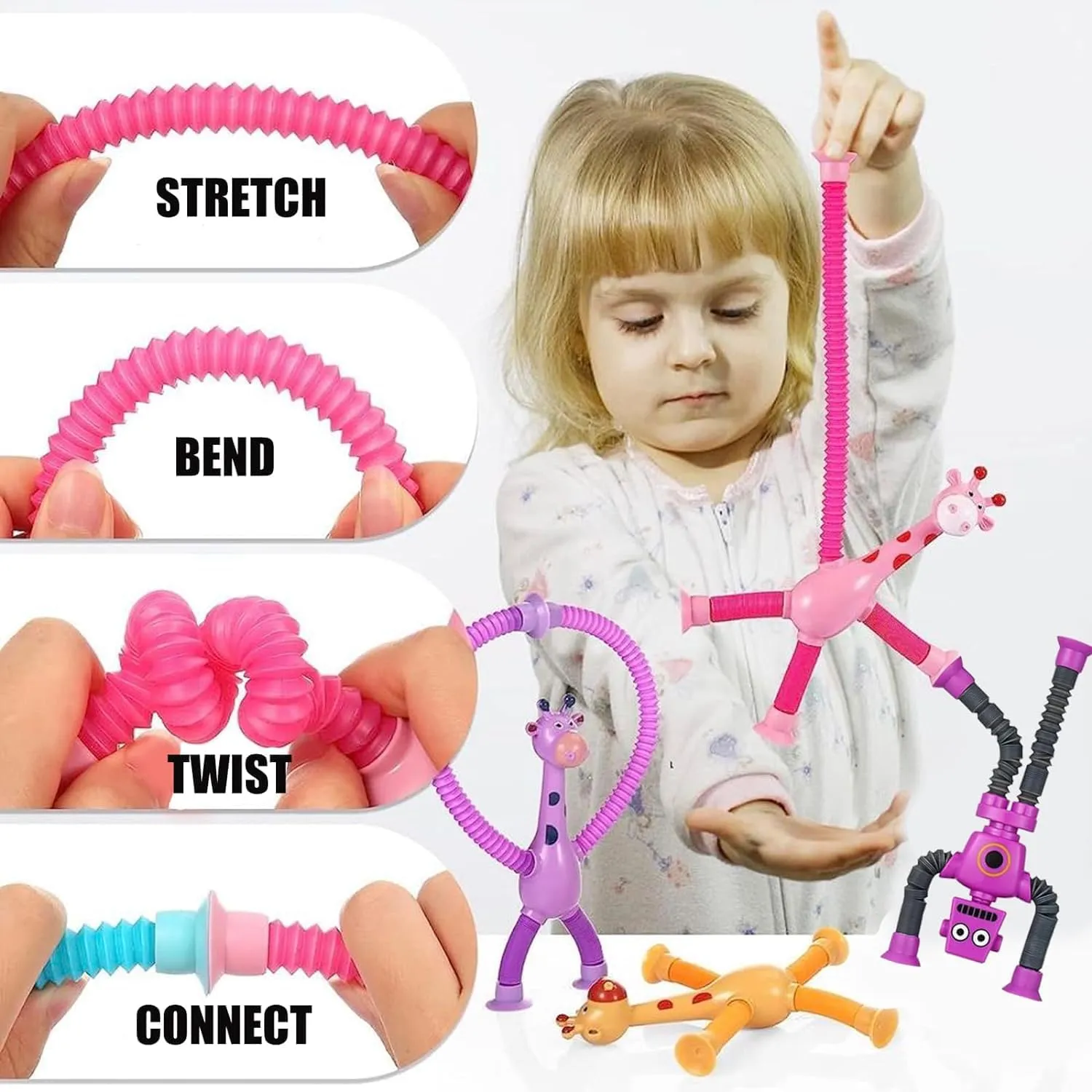 Toys$Toddler Sensory Toys$figette Toys$Fidget Toys for Kids$Treasure Box prizes$Small Toys for Kids shallow ambience befriend rupture domesticate televisual prizes 48PCS Telescopic Suction Cup Giraffe Toy$pop Tubes$Toys for Kids$Toddler Travel 