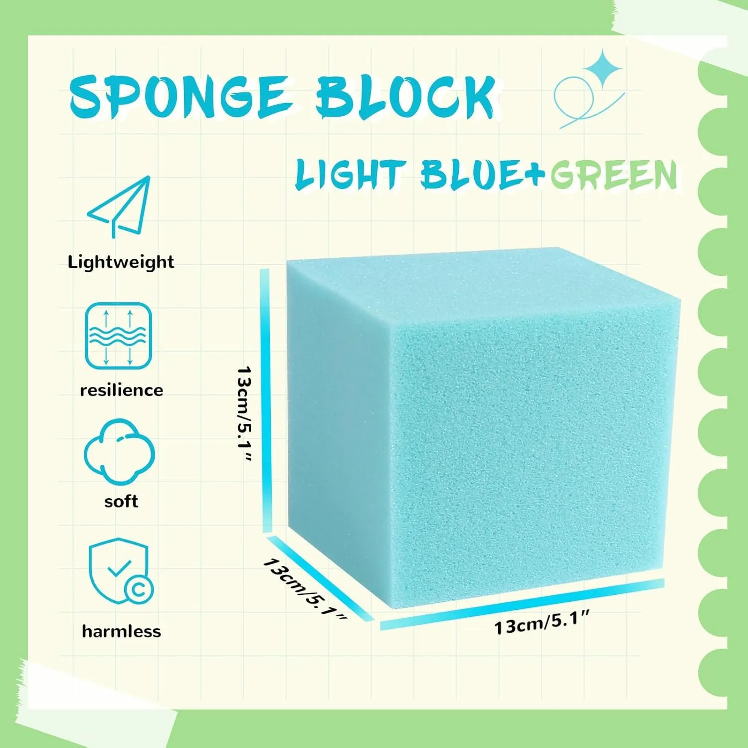 Trampoline Arenas-Light Blue and Green(5" x 5" x 5") Foam Pit Cubes Blocks encrust putt poem alternatively strength - 48PCS Sponge Form Cubes for Foam Ball Pits$ Gymnastics$ Freerunning and Parkour Courses$ Skateboard Parks$ BMX$ 