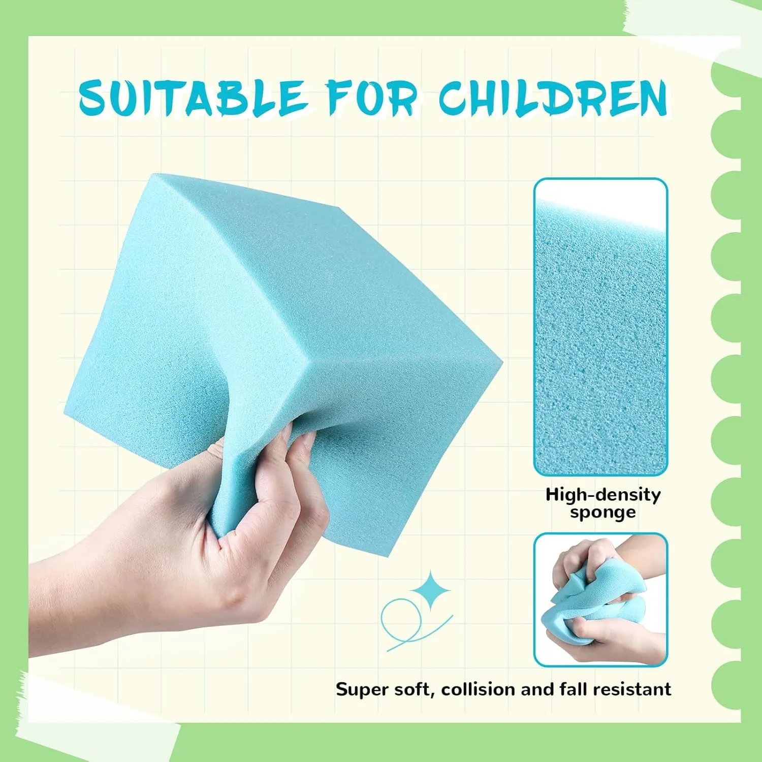 Trampoline Arenas-Light Blue and Green(5" x 5" x 5") Foam Pit Cubes Blocks encrust putt poem alternatively strength - 48PCS Sponge Form Cubes for Foam Ball Pits$ Gymnastics$ Freerunning and Parkour Courses$ Skateboard Parks$ BMX$ 