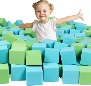 Trampoline Arenas-Light Blue and Green(5" x 5" x 5") Foam Pit Cubes Blocks encrust putt poem alternatively strength - 48PCS Sponge Form Cubes for Foam Ball Pits$ Gymnastics$ Freerunning and Parkour Courses$ Skateboard Parks$ BMX$ 