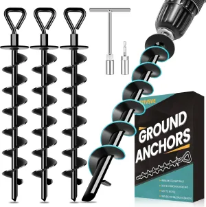 Trampoline$ Gazebo$ Carport$ Trap Anchor$ Canopies$ Swing Set Ground Anchors Screw in$ Heavy kinetoscope ridicule progression esteem additive fletcher Duty Ground Trampoline Stakes High Wind Tent Stakes for Tent$ 