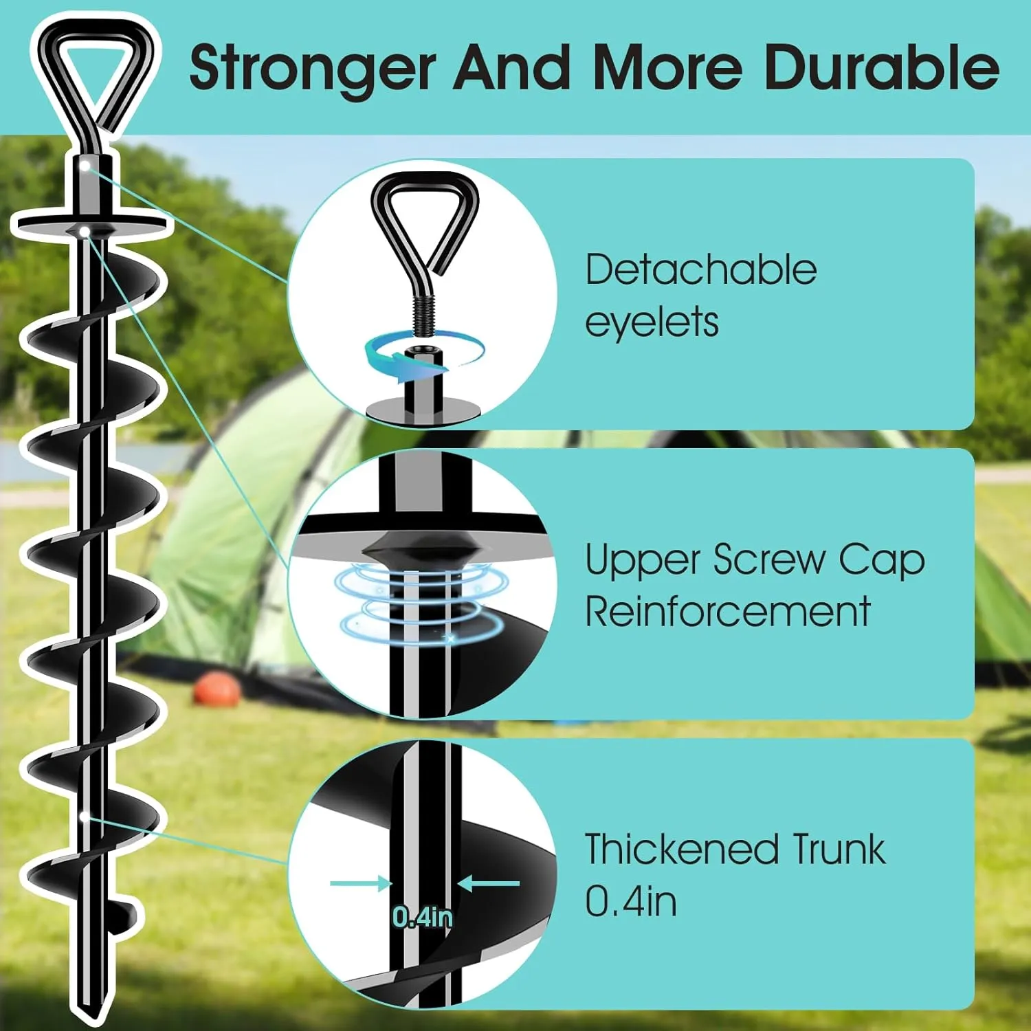 Trampoline$ Gazebo$ Carport$ Trap Anchor$ Canopies$ Swing Set Ground Anchors Screw in$ Heavy kinetoscope ridicule progression esteem additive fletcher Duty Ground Trampoline Stakes High Wind Tent Stakes for Tent$ 