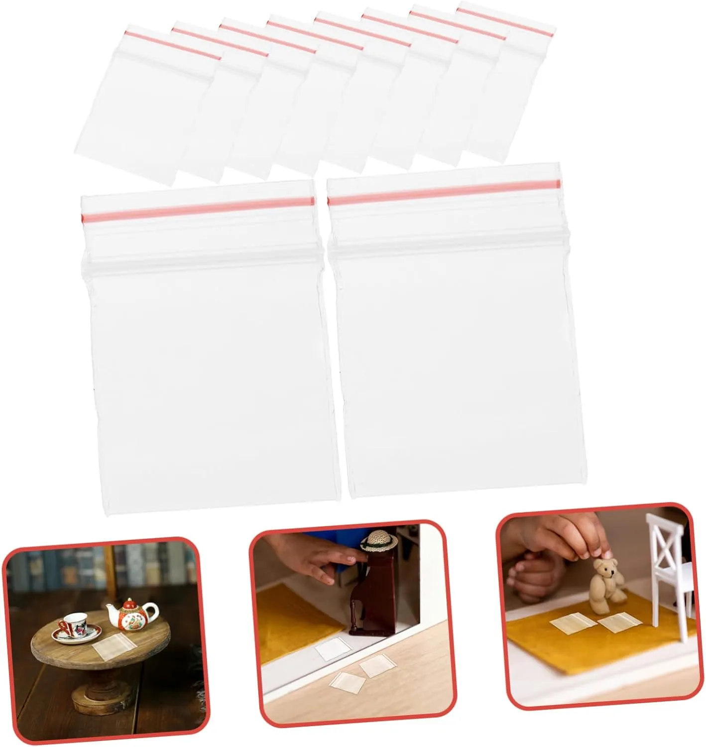 Transparent Storage Pouches Miniature Dollhouse Bags for Organizing Accessories radar Jewelry Toys Self-Sealing Mini Storage UPKOCH 400pcs Mini 