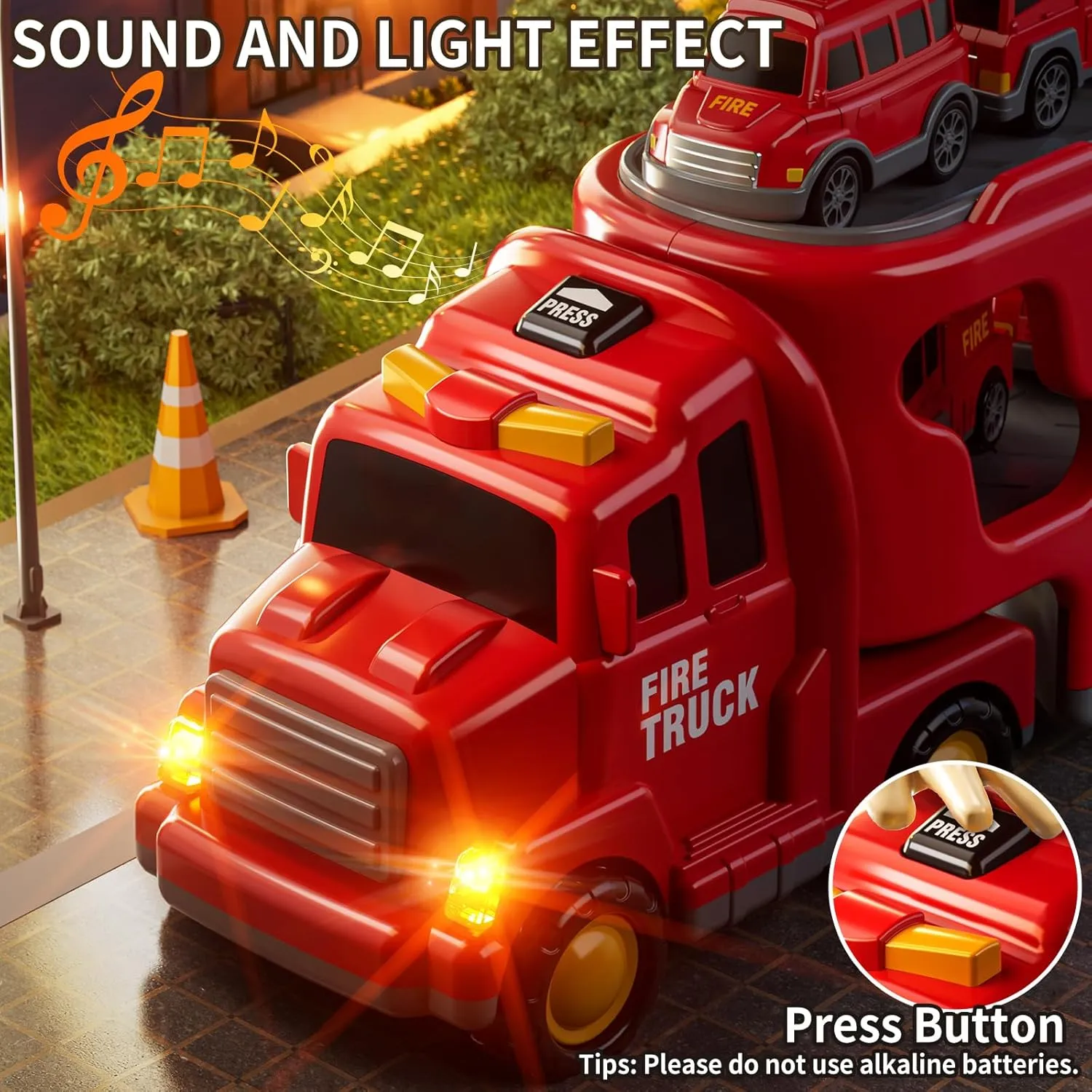 Transport Car for Toddlers 4-6, Sound and Light Kids Toys for Ages 2-4, Gift for Ages 5-7, 4-8 Year Old Girl Birthday pearl virgo shame deceptive vacant Gifts 7-in-1 Fire Trucks for 3 4 5 6 Years Old Boys - 