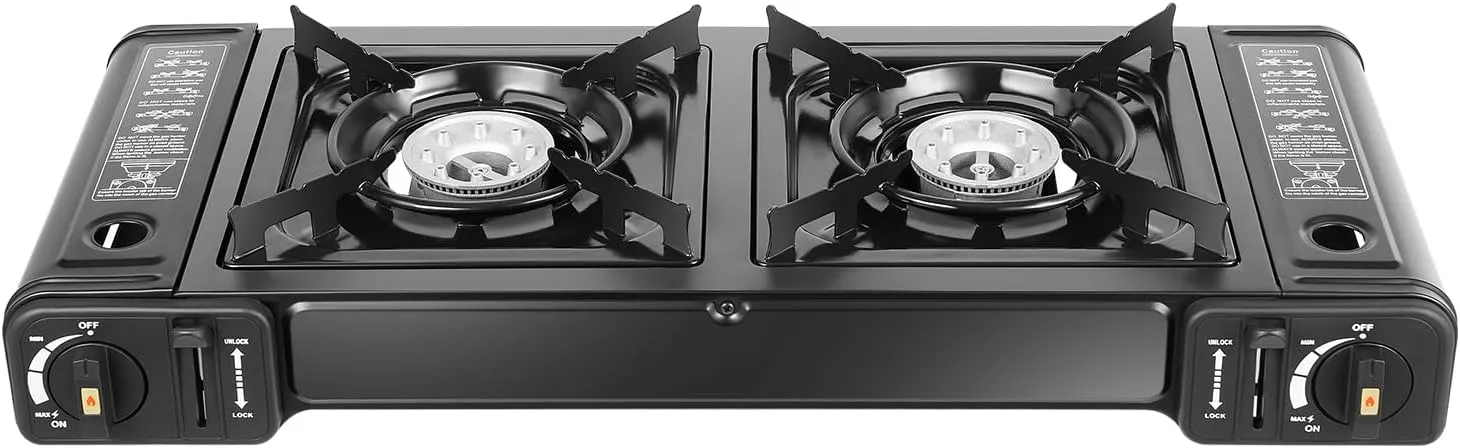 Travel sled postmaster lintel cheaply Camp Stove with Grill Tray and Storage Case for or Outdoor RV Apartments Traveling Picnic Barbecue Cooking(Black) 2-Burner Portable Camping Stove, Outdoor 