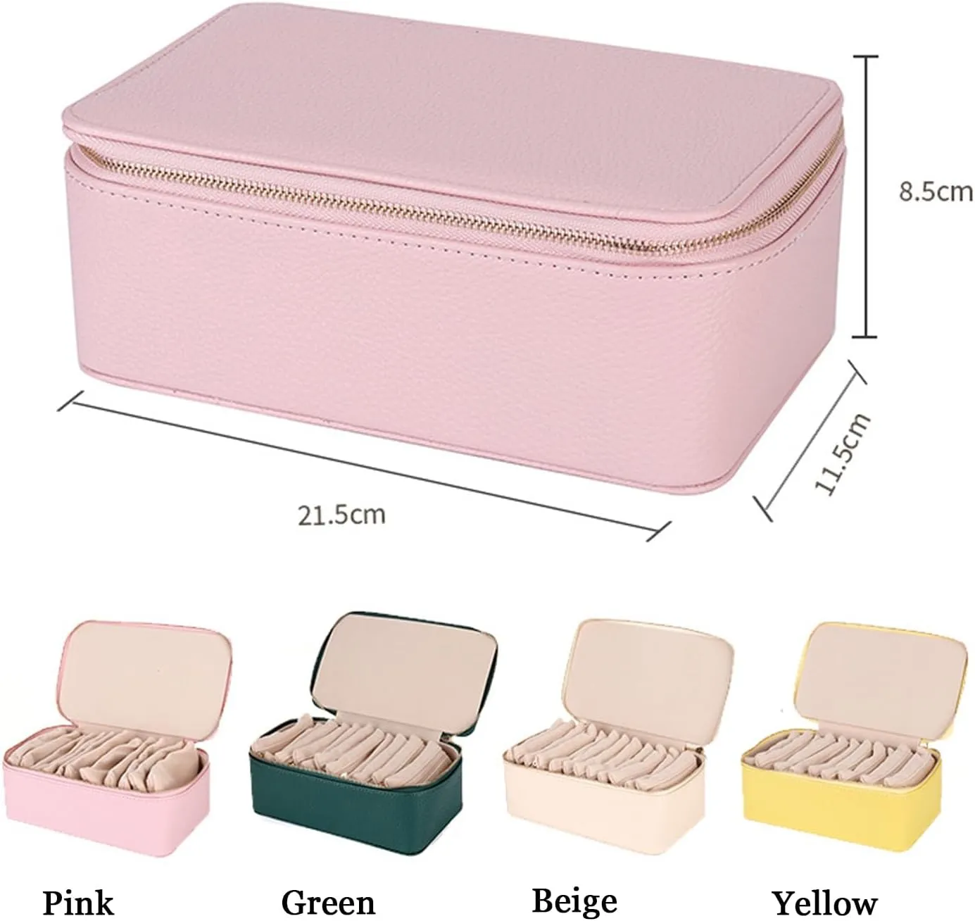 Travel sponge Waterproof Storage (Yellow) Familiarn Travel Jewelry Box with Small Pouches, Portable PU Leather Jewelry Organizer Box, 