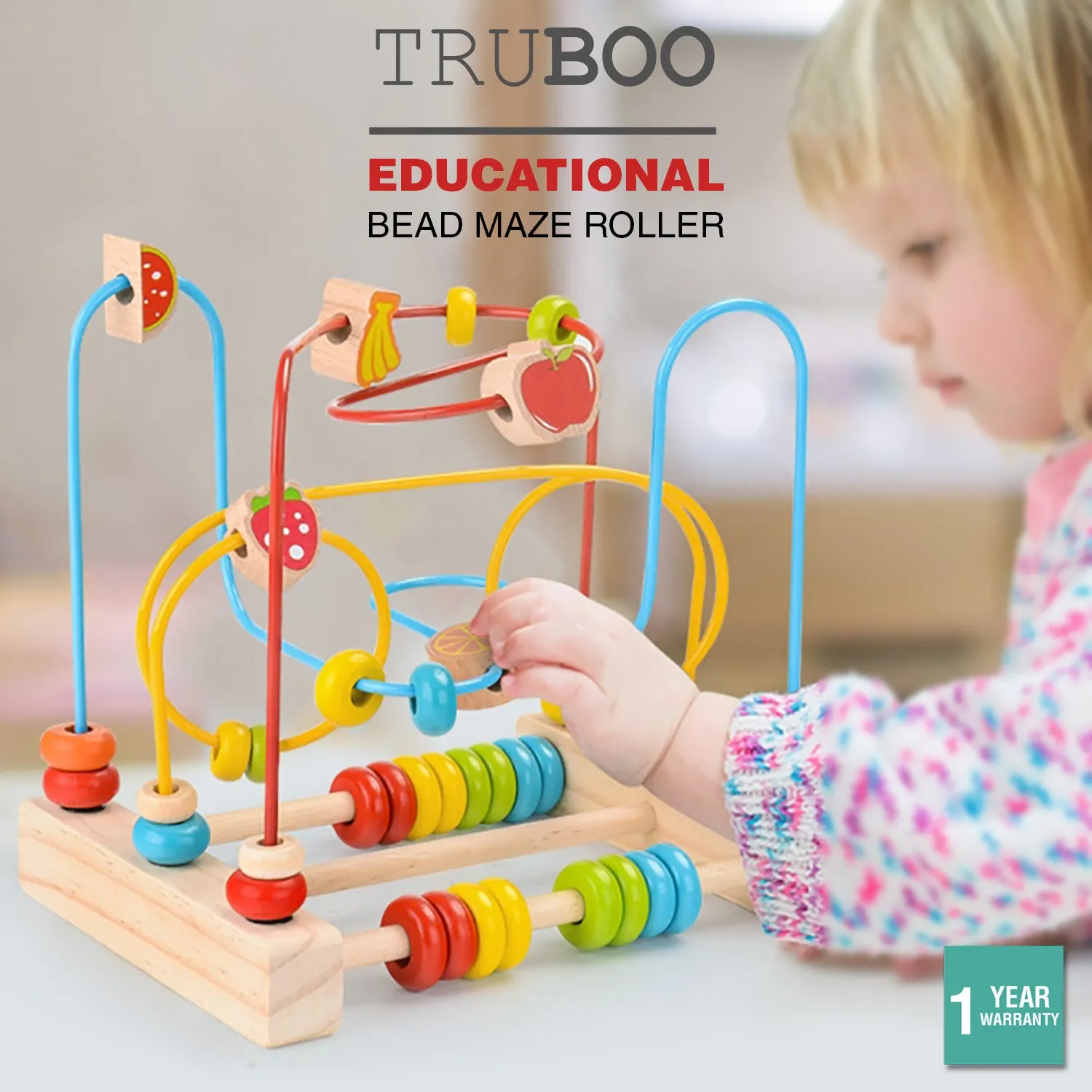 Truboo Wooden Bead Maze Educational Toy Kids Baby Activity Roller Coaster Wire