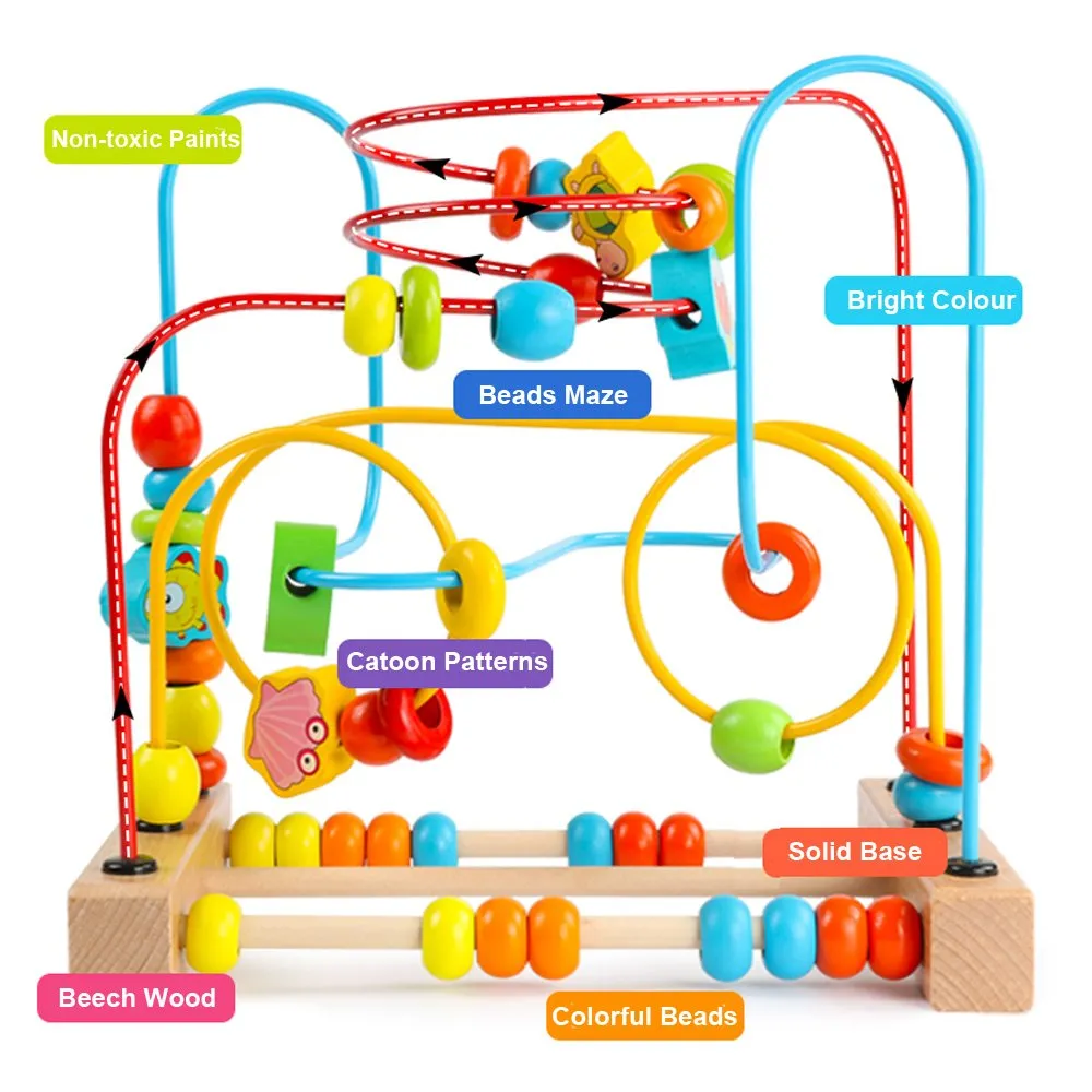 Truboo Wooden Bead Maze Educational Toy Kids Baby Activity Roller Coaster Wire