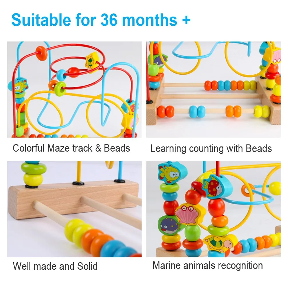 Truboo Wooden Bead Maze Educational Toy Kids Baby Activity Roller Coaster Wire
