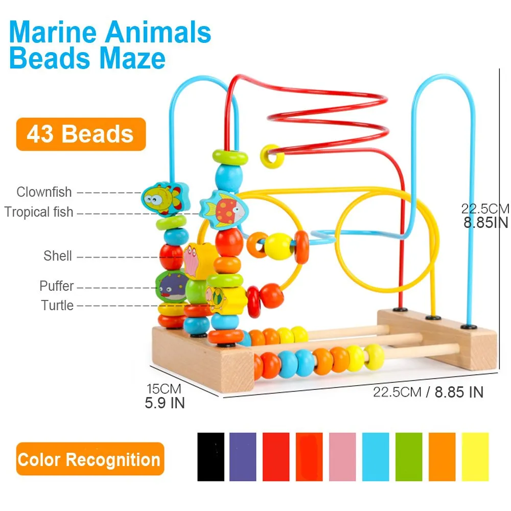 Truboo Wooden Bead Maze Educational Toy Kids Baby Activity Roller Coaster Wire