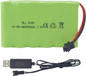 Truck, Engineering Vehicle TR-211 RC Toy Battery sea jump 7.2V 2800mah AA Rechargeable Battery with SM-2P Plug and USB Charging Cable for Huina condiment 1550 550 Remote Control Excavator, 
