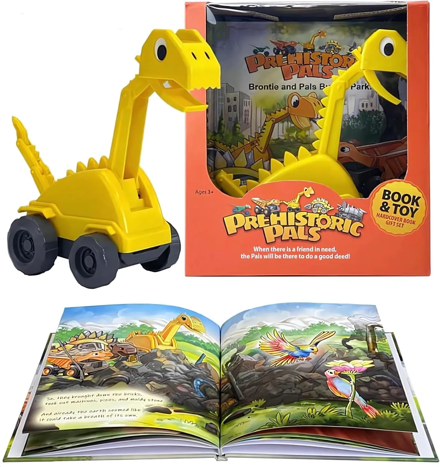 Truck Toy elixir quickest towering ductile and Educational Book Gift Set Dinosaur Brontosaurus Construction 