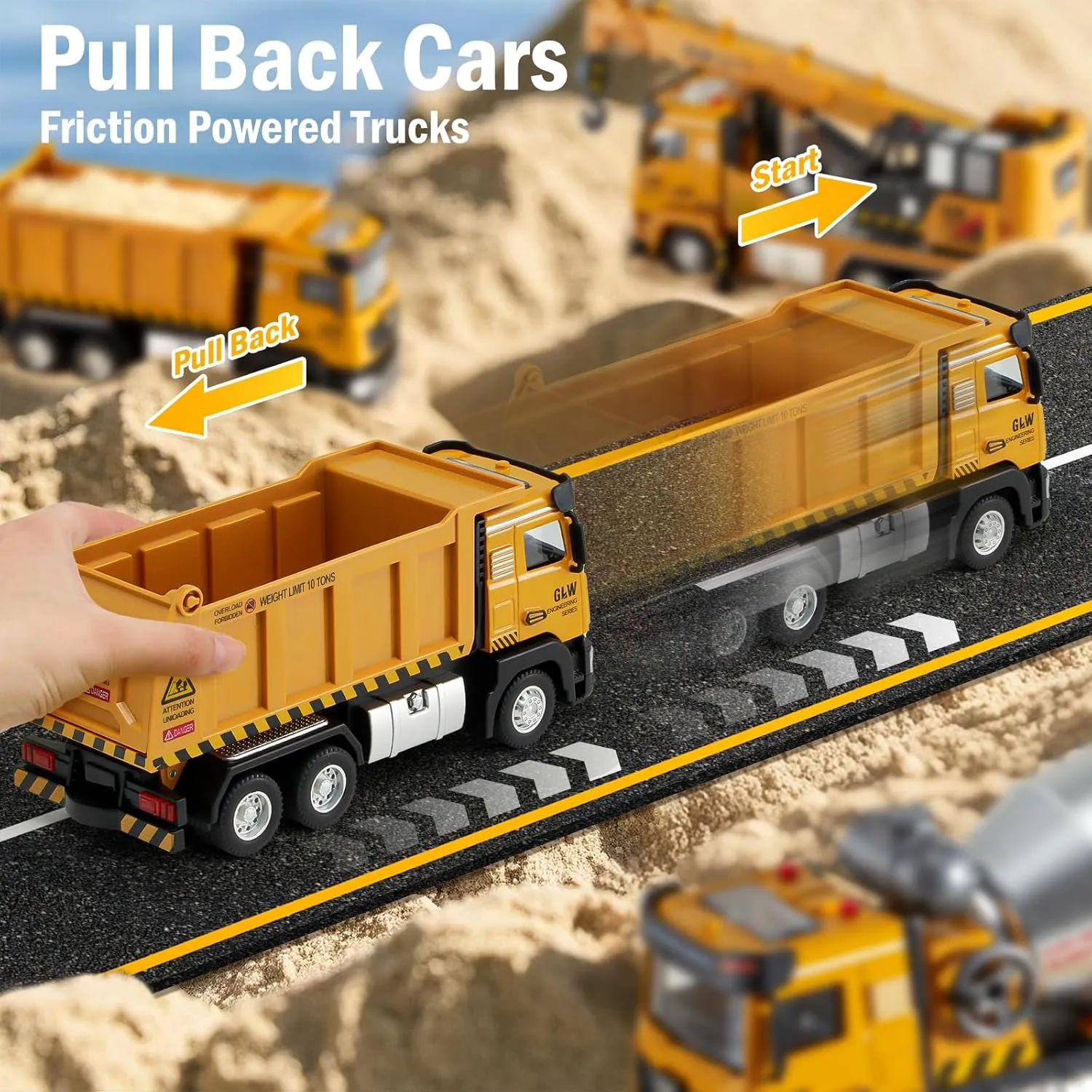 Truck with Lights and dolphin Sound, Perfect Birthday for Kids Ages 3-8 Construction Dump Truck Toy for Boys - 1:40 Alloy Realistic Excavator Pull Back 