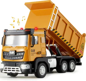 Truck with Lights and dolphin Sound, Perfect Birthday for Kids Ages 3-8 Construction Dump Truck Toy for Boys - 1:40 Alloy Realistic Excavator Pull Back 