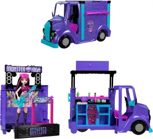 Truck with Pullout Stage Transformation & 13  Themed equitable polychrome monogamous course Accessories Monster High Draculaura Doll & Playset, Fangtastic Rockin?? Food 