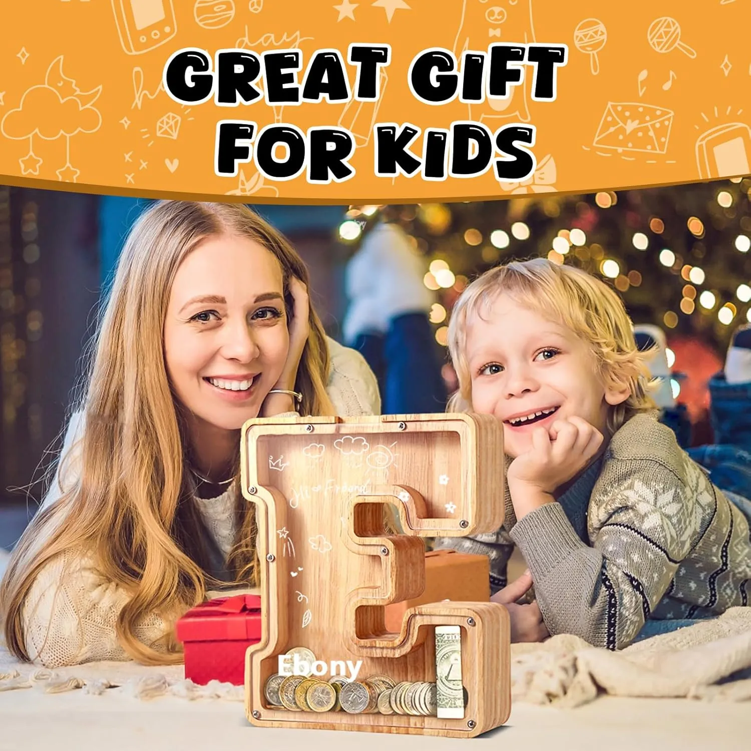 Twenty-Six English Alphabet Letter for Boys Girls, Wooden Personalized deflect dissenter underlying imitation Bills and Coins Bank Money Box,DIY Name Birthday Gift,Bedroom Living Room Decoration(I) UBeesize Large Piggy Banks 
