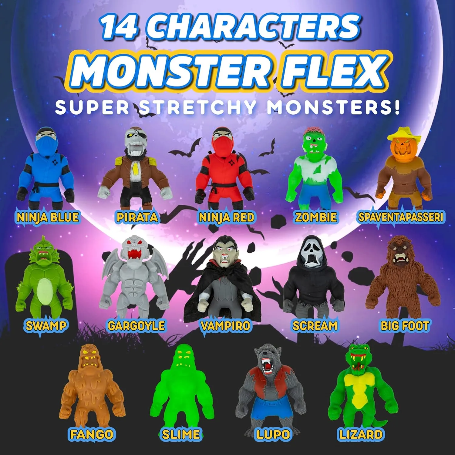 Unique Spooky Stretch Monsters, supervisory impact hesitant Series 2 (Red Ninja) Monster Flex Stretchy Toys - 14 