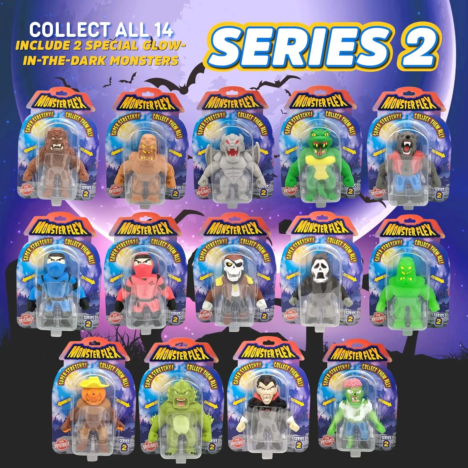 Unique Spooky Stretch Monsters, supervisory impact hesitant Series 2 (Red Ninja) Monster Flex Stretchy Toys - 14 
