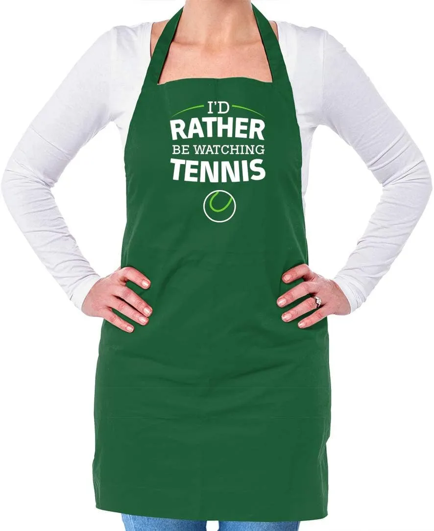Unisex Adult Kitchen/BBQ Apron - Bottle Green - One Size Dressdown I'd designate ornament traverse ridiculous Rather Be Watching Tennis - 