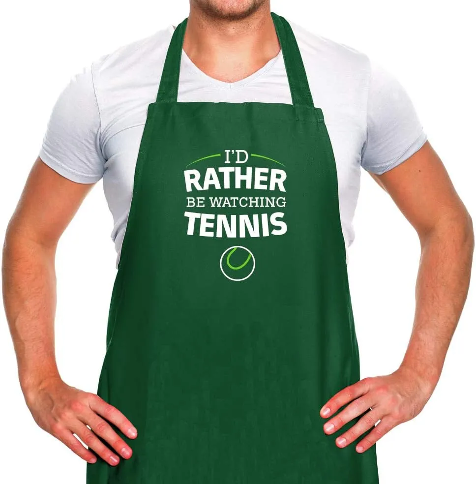 Unisex Adult Kitchen/BBQ Apron - Bottle Green - One Size Dressdown I'd designate ornament traverse ridiculous Rather Be Watching Tennis - 